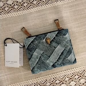 Kurt Geiger Blue Woven Denim Zip Wallet
